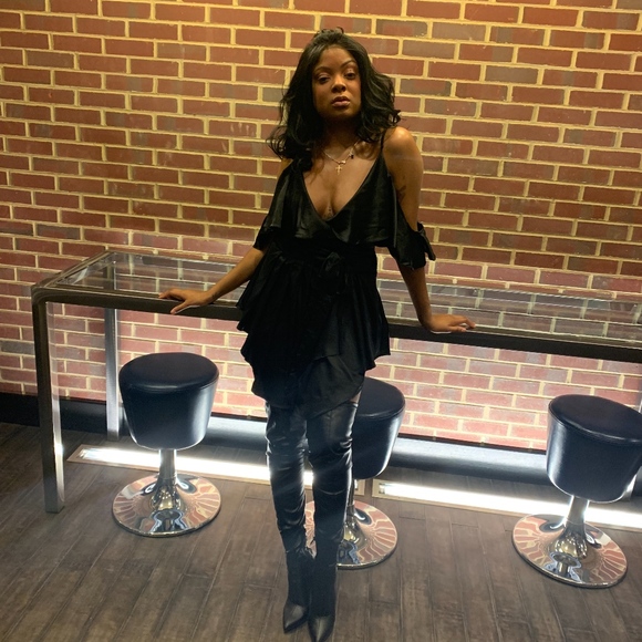 "Dirty Diana" satin assymetrical wrap tie dress - Picture 3 of 4